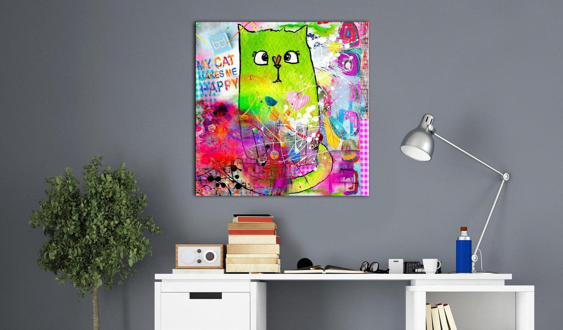 Stretched Canvas Kids Art - Crazy Cat