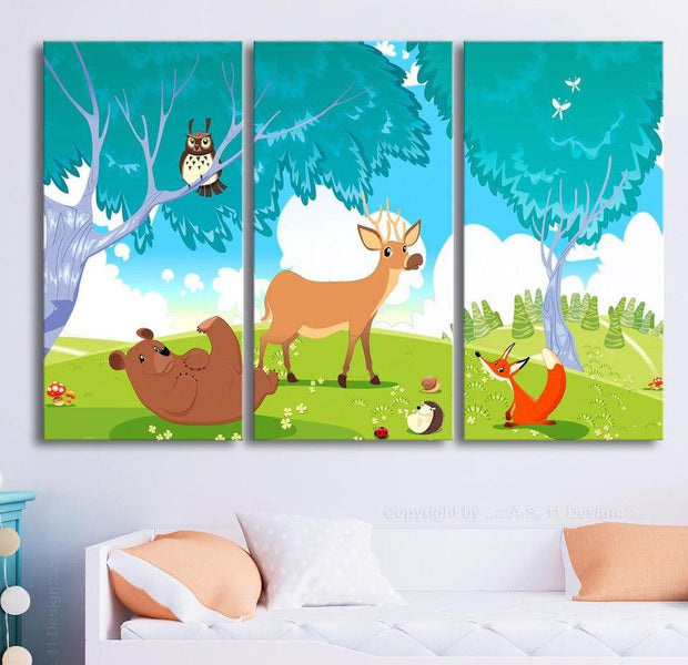 Stretched Canvas Kids Art - Friendly Animals