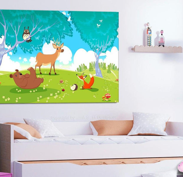 Stretched Canvas Kids Art - Friendly Animals Wide