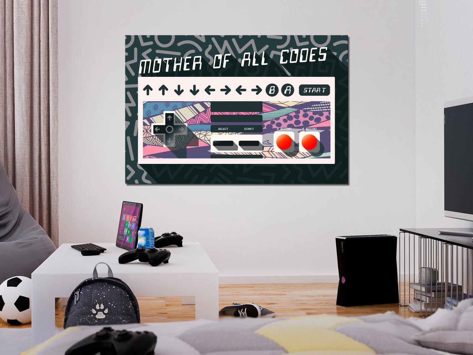 Stretched Canvas Kids Art - Mother Of All Codes Wide