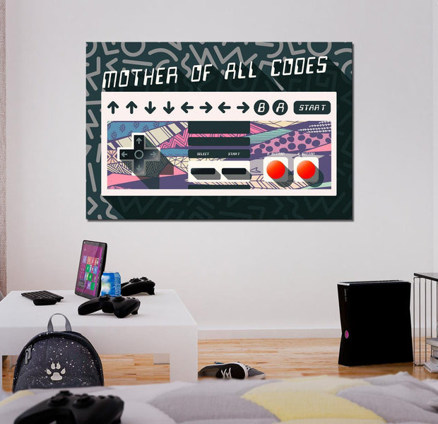 Stretched Canvas Kids Art - Mother Of All Codes Wide