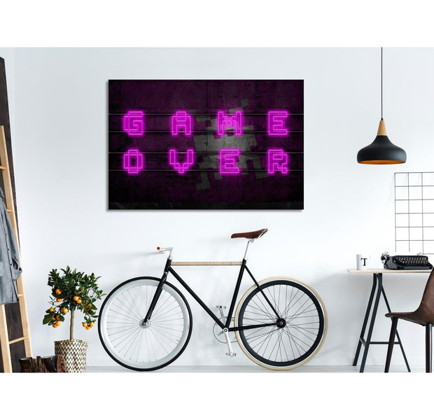 Stretched Canvas Kids Art - Pink Neon Wide