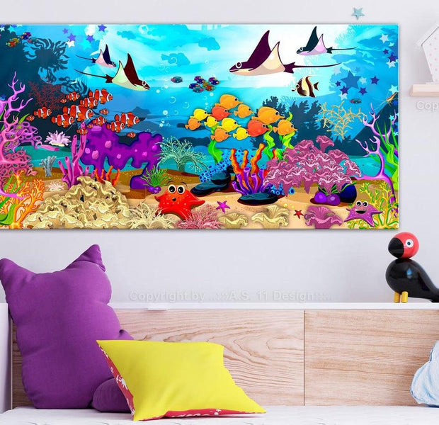 Stretched Canvas Kids Art - Underwater Fun Wide