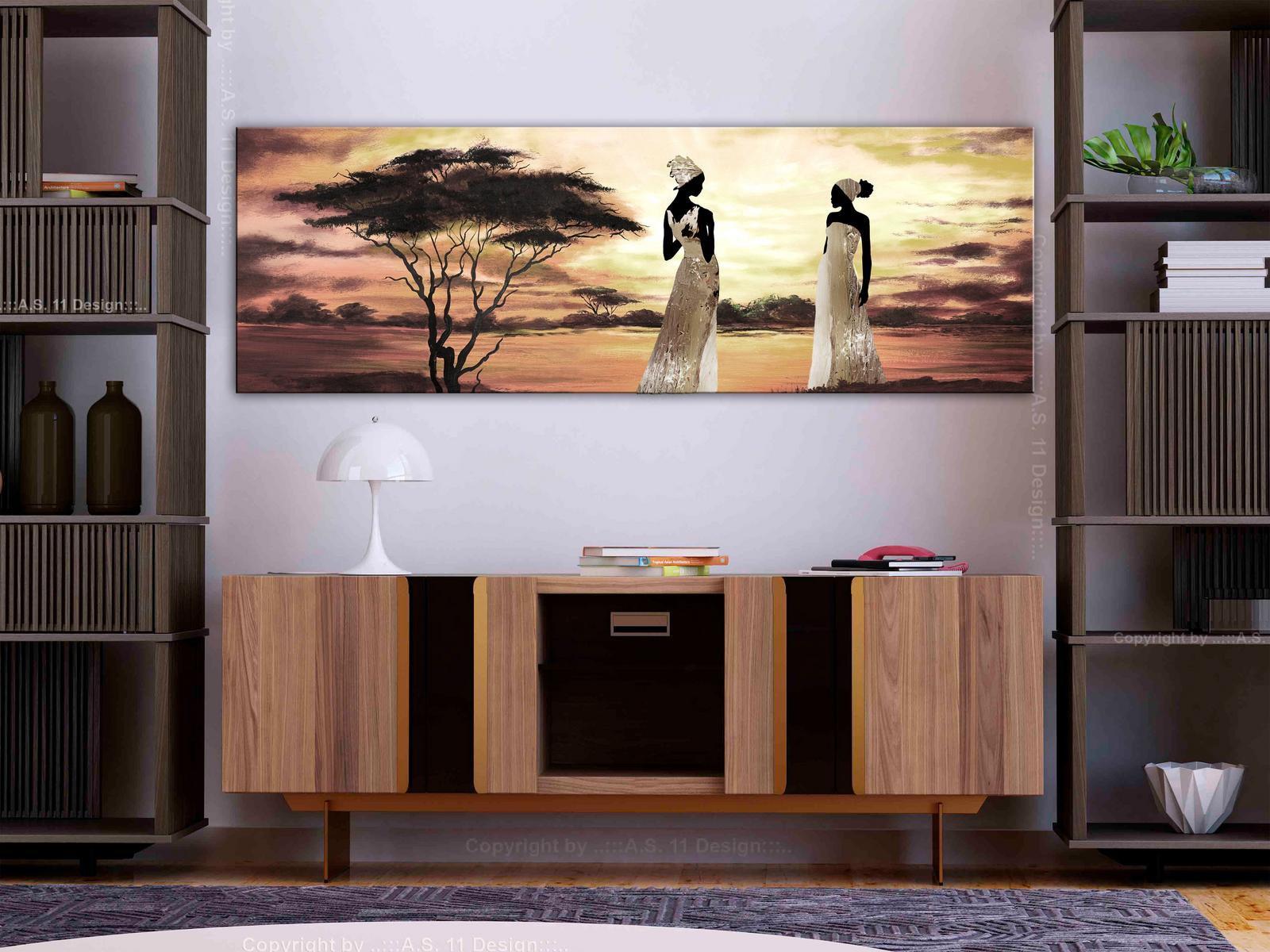 Stretched Canvas Landscape Art - African Goddesses Narrow