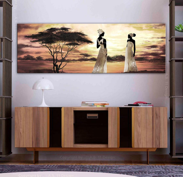 Stretched Canvas Landscape Art - African Goddesses Narrow