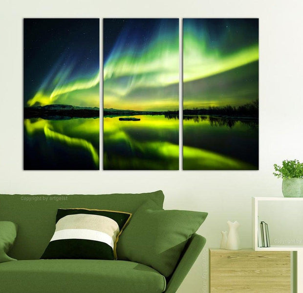 Stretched Canvas Landscape Art - Aurora Borealis 3 Piece