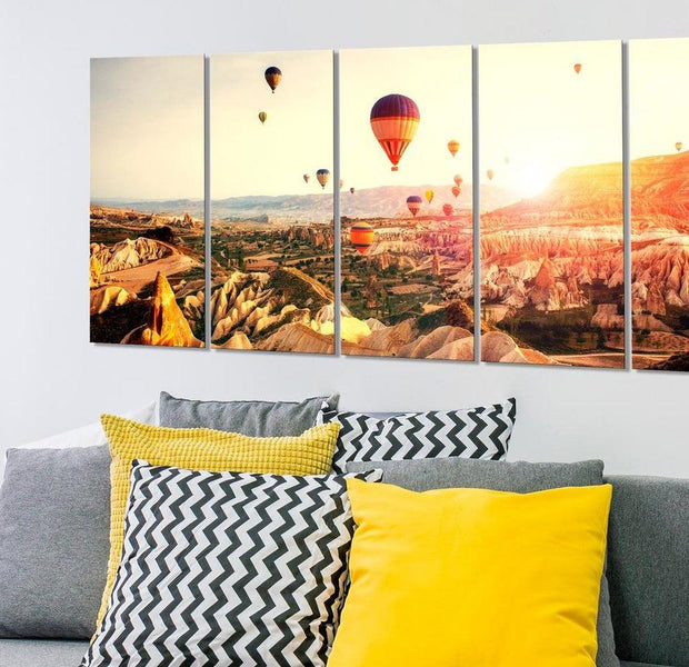 Stretched Canvas Landscape Art - Balloon Rides 5 Piece
