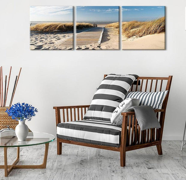 Stretched Canvas Landscape Art - Beach 3 Piece