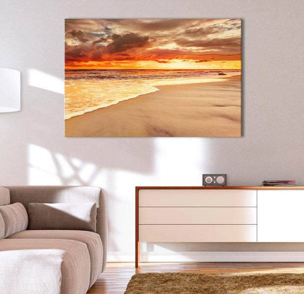 Stretched Canvas Landscape Art - Beach Beautiful Sunset
