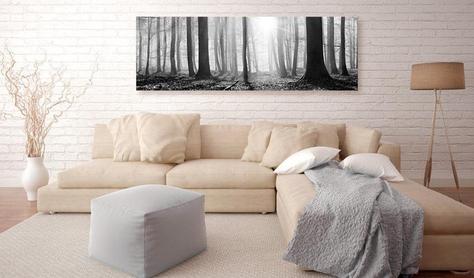 Stretched Canvas Landscape Art - Black And White Forest