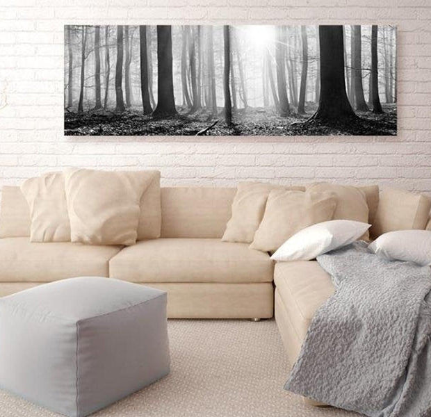 Stretched Canvas Landscape Art - Black And White Forest