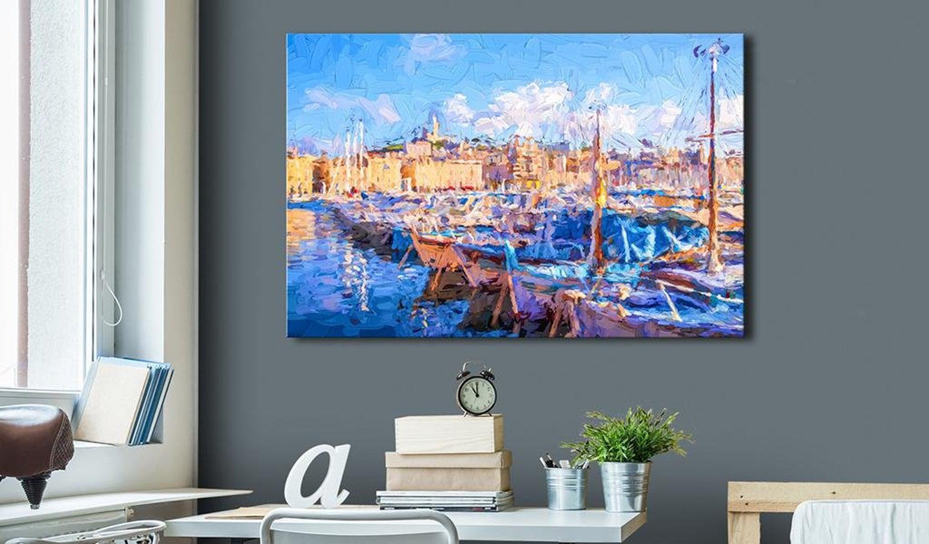 Stretched Canvas Landscape Art - Blue Port