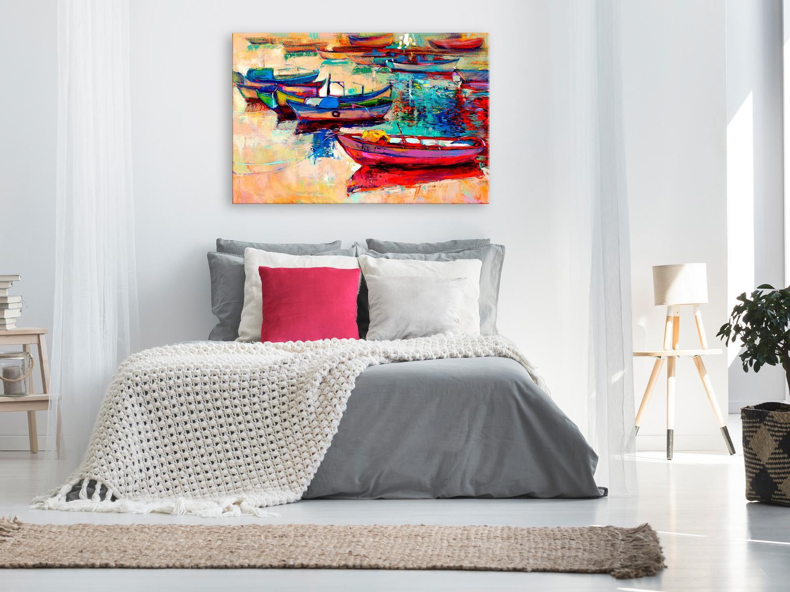 Stretched Canvas Wall Art - Boats Wide