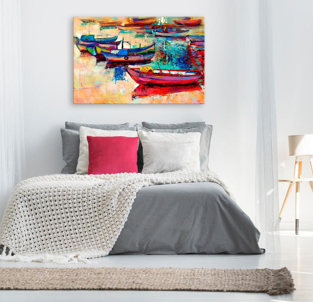 Stretched Canvas Wall Art - Boats Wide