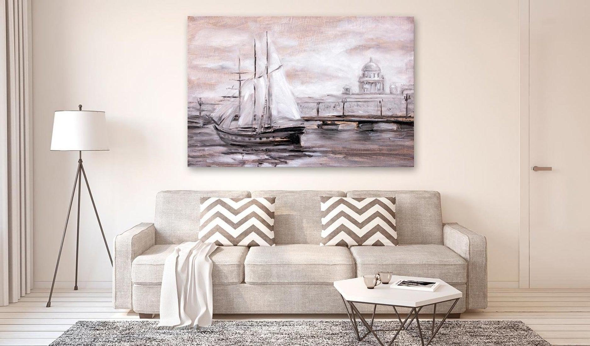 Stretched Canvas Landscape Art - Charming Port