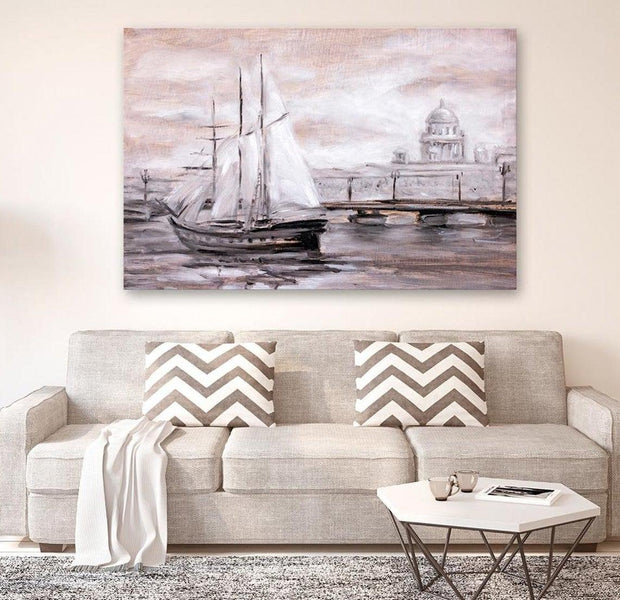 Stretched Canvas Landscape Art - Charming Port