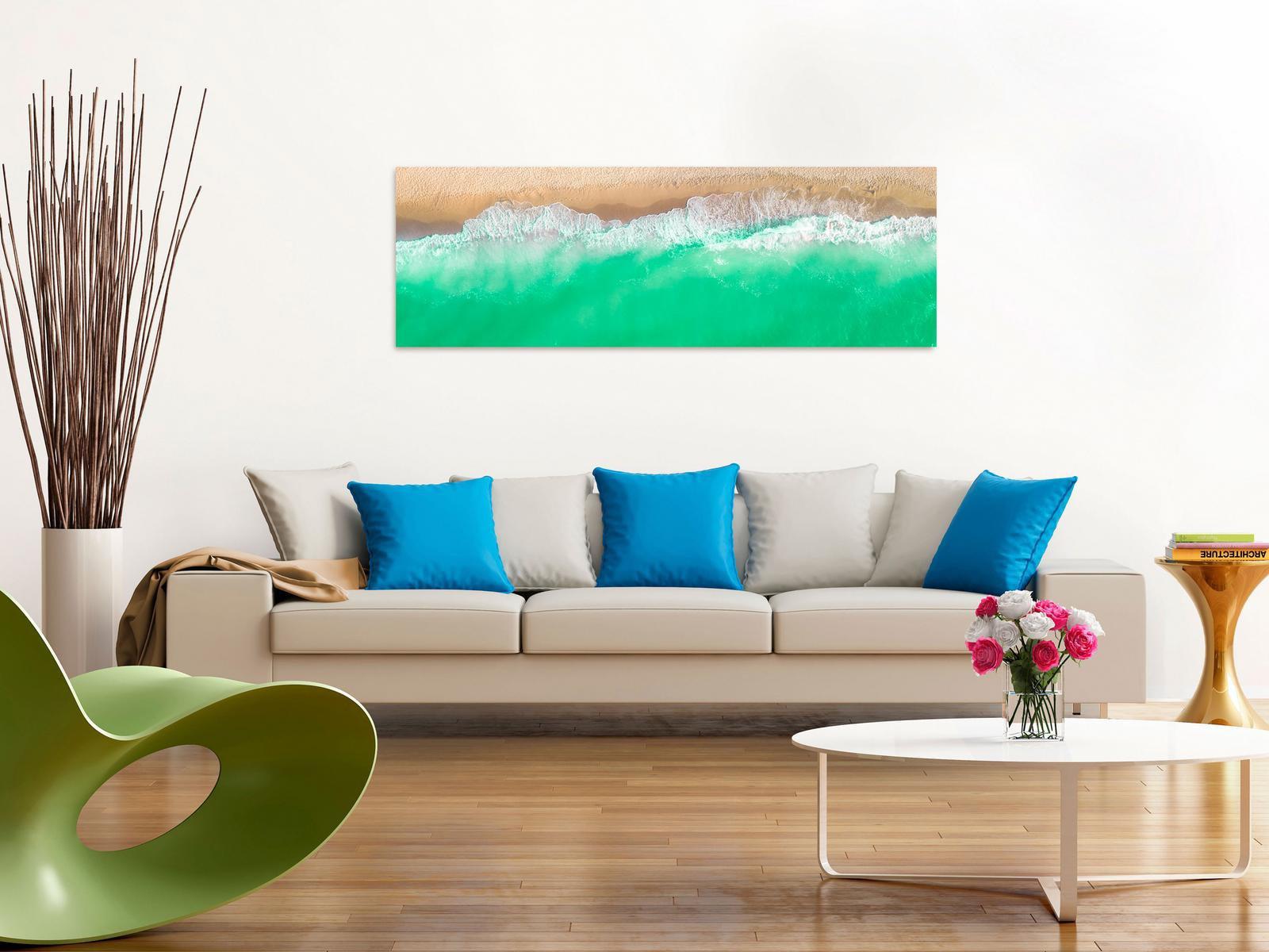 Stretched Canvas Landscape Art - Coast Narrow Green