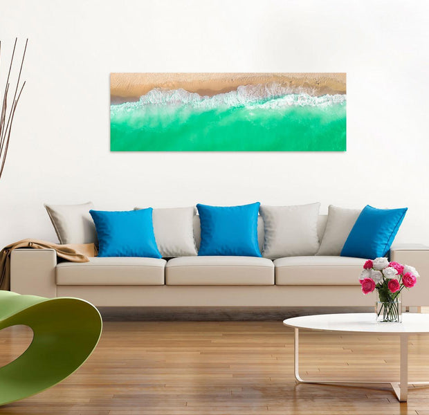 Stretched Canvas Landscape Art - Coast Narrow Green