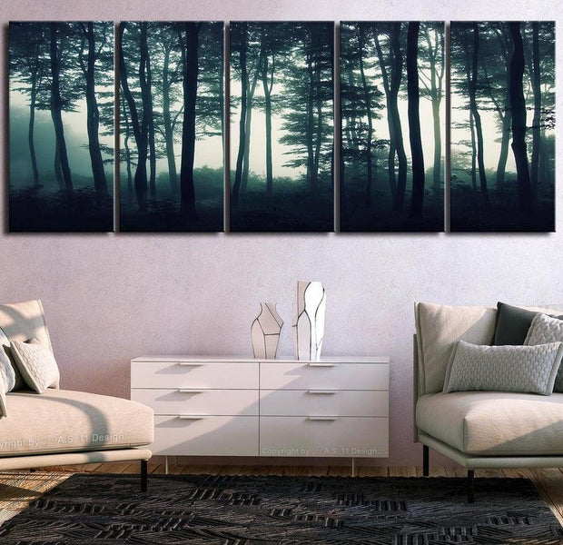 Stretched Canvas Landscape Art - Dark Forest Narrow