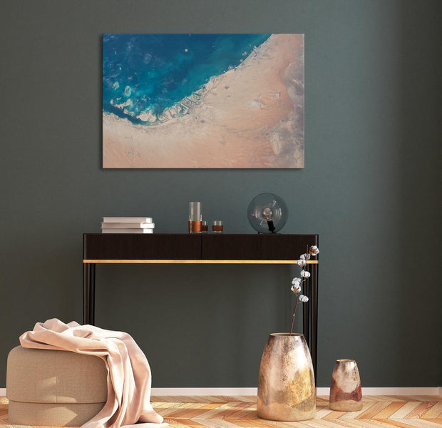 Stretched Canvas Landscape Art - Dubai From The Satellite Wide