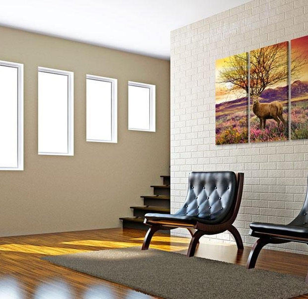 Stretched Canvas Landscape Art - Fancy Antler - Triptych