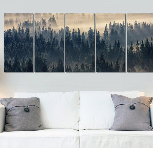 Stretched Canvas Landscape Art - Fir In The Fog