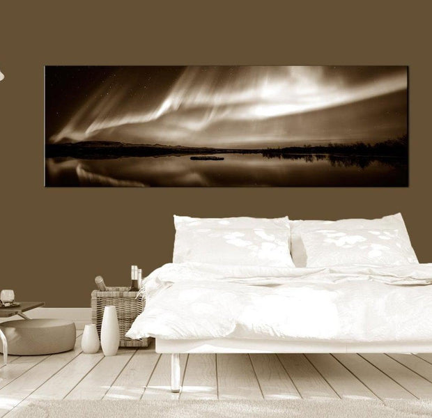 Stretched Canvas Landscape Art - Lake In Sepia