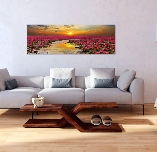 Stretched Canvas Landscape Art - Lily Field Narrow