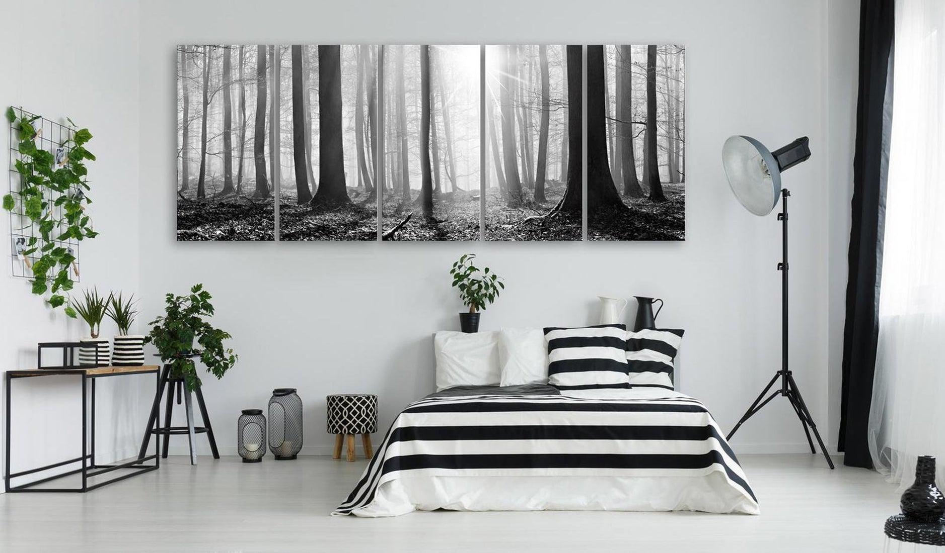 Stretched Canvas Landscape Art - Monochrome Forest