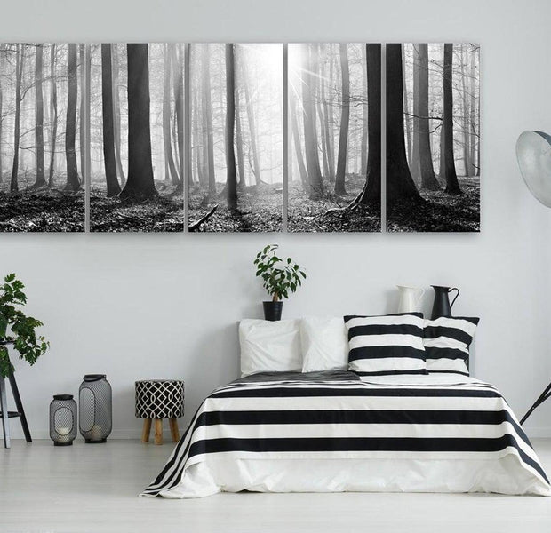 Stretched Canvas Landscape Art - Monochrome Forest