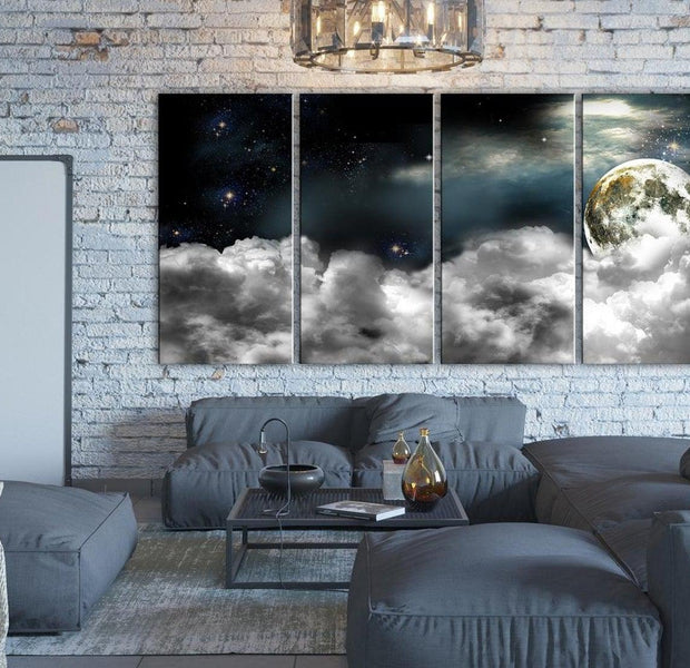 Stretched Canvas Landscape Art - Moon In The Clouds 5 Piece