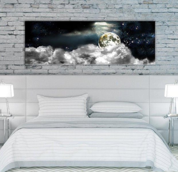 Stretched Canvas Landscape Art - Moon In The Clouds