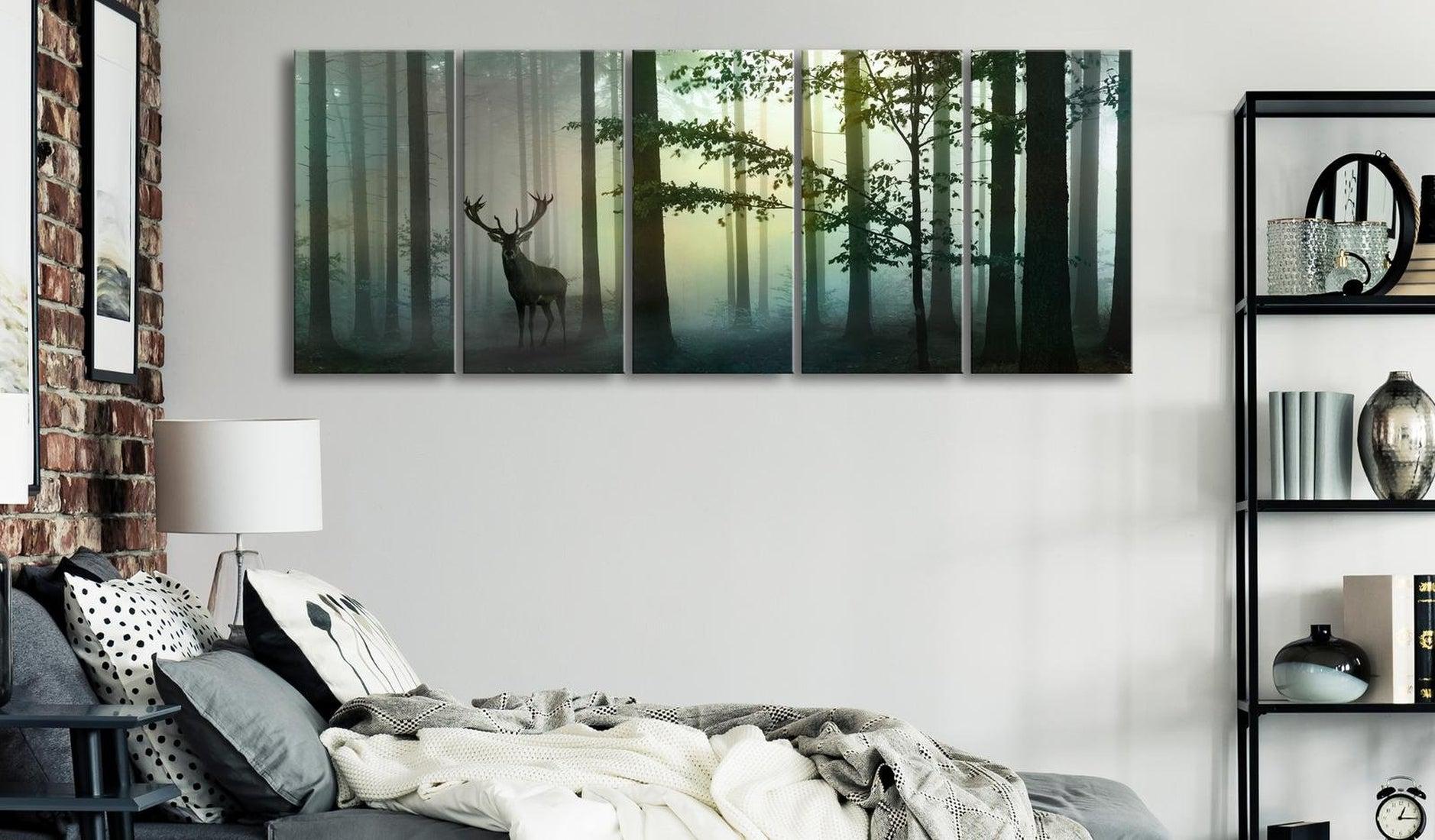 Stretched Canvas Landscape Art - Morning 5 Piece Green