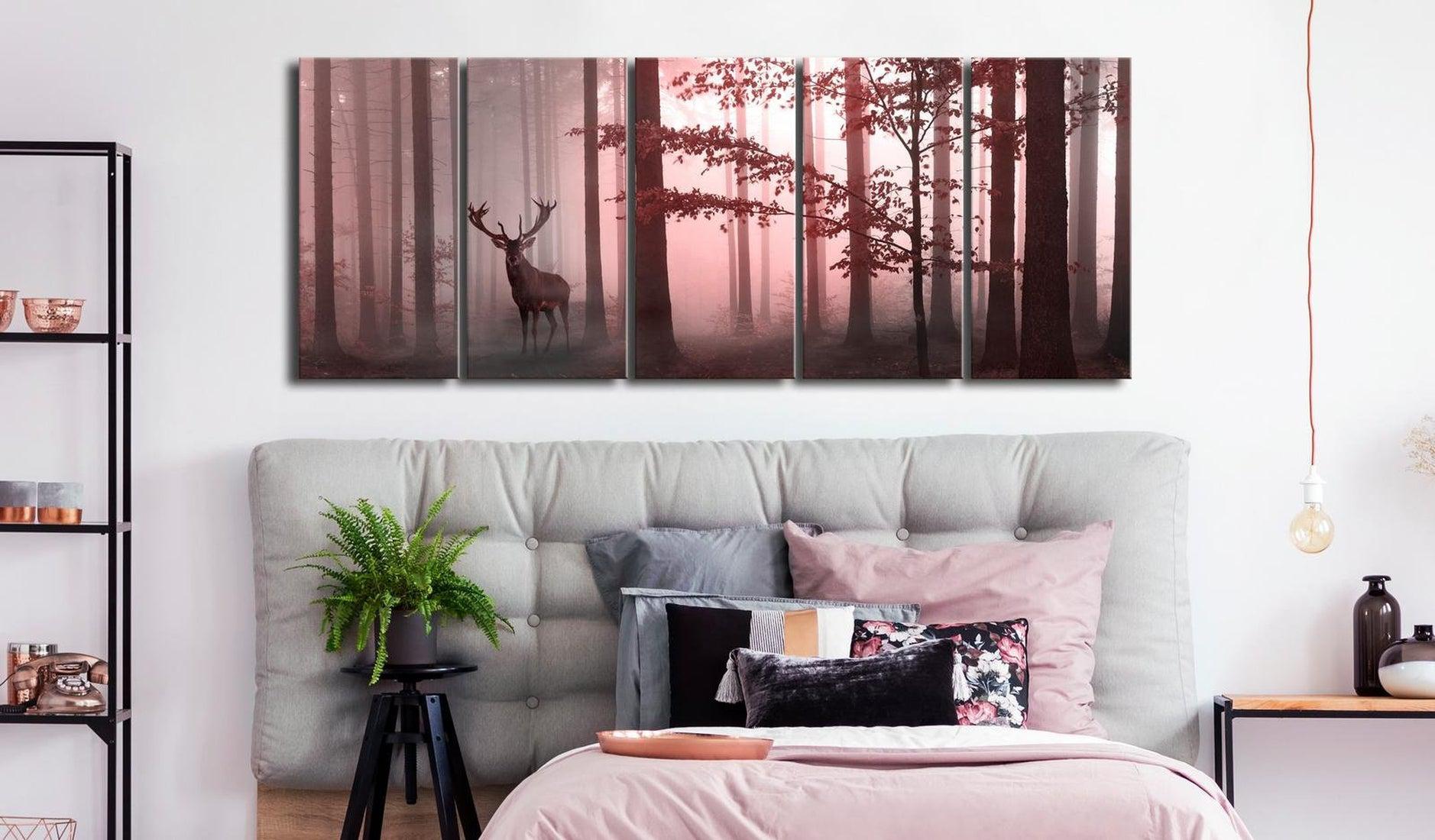 Stretched Canvas Landscape Art - Morning 5 Piece Pink