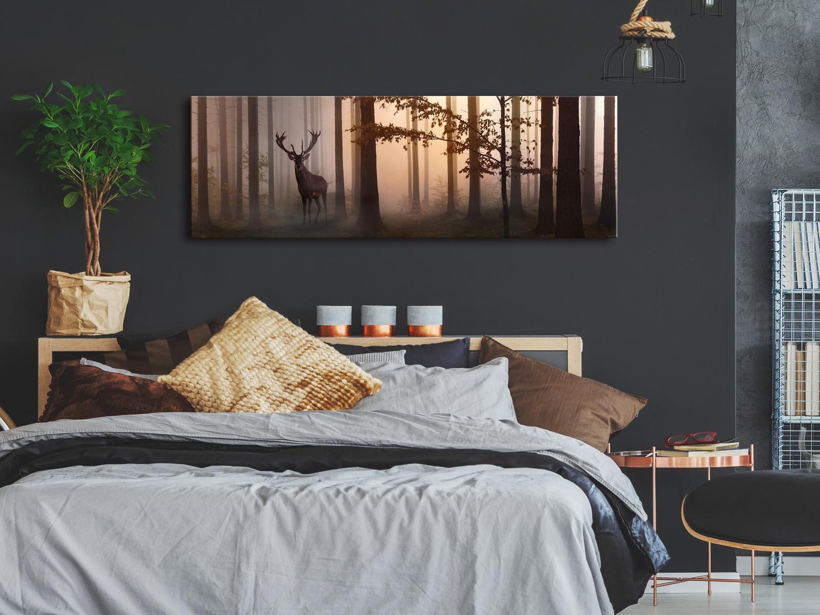 Stretched Canvas Landscape Art - Morning Narrow Brown