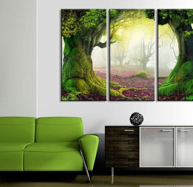 Stretched Canvas Landscape Art - Mysterious Forest 3 Piece