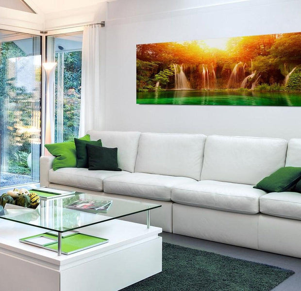 Stretched Canvas Landscape Art - Nature: Magnificent Waterfall