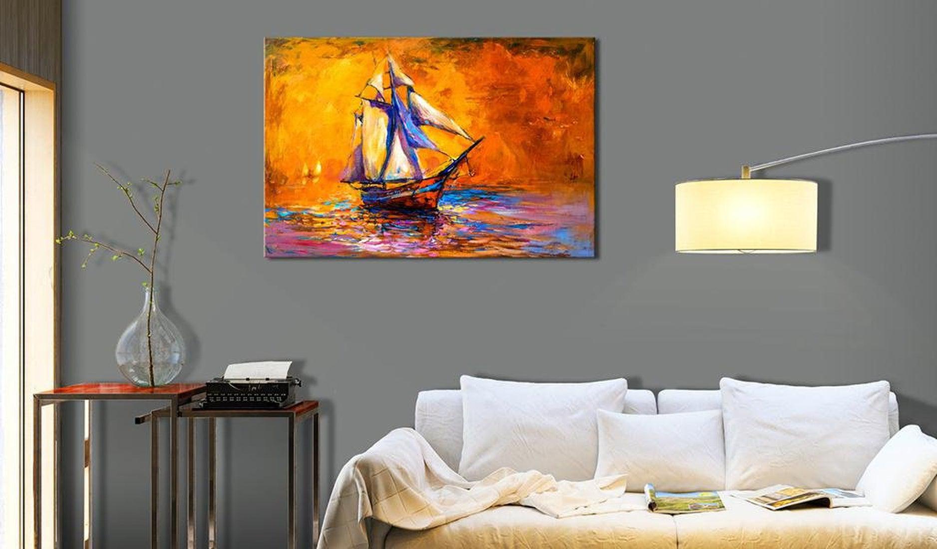 Stretched Canvas Wall Art - Ocean Of The Setting Sun