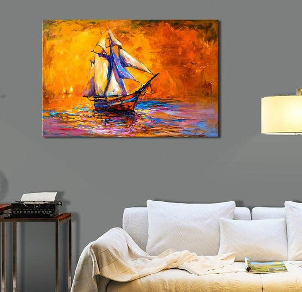 Stretched Canvas Wall Art - Ocean Of The Setting Sun