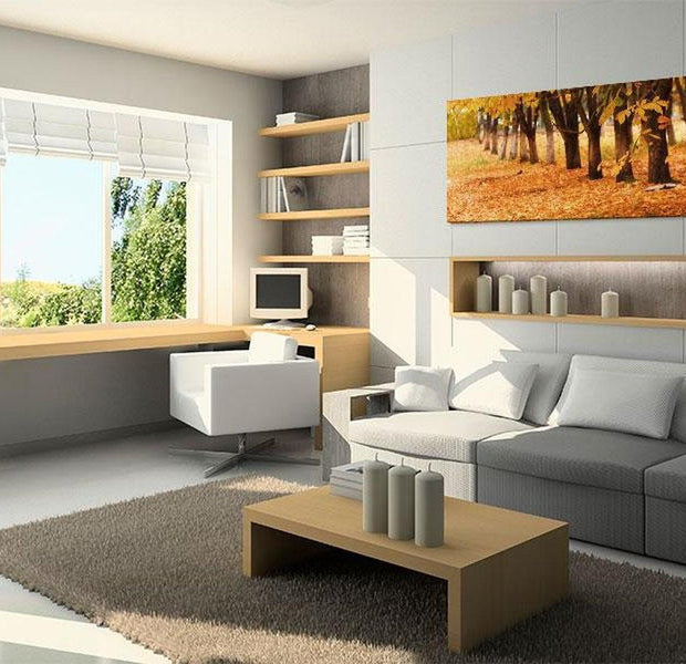 Stretched Canvas Landscape Art - Park Covered With Golden Leaves