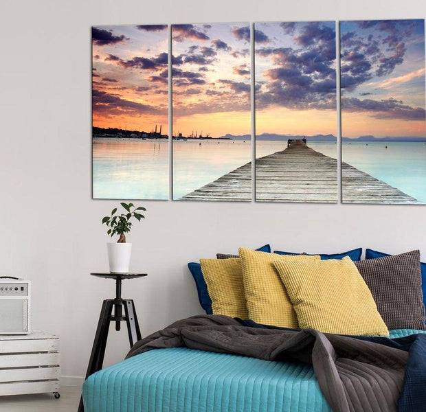 Stretched Canvas Landscape Art - Pier On The Caribbean 5 Piece