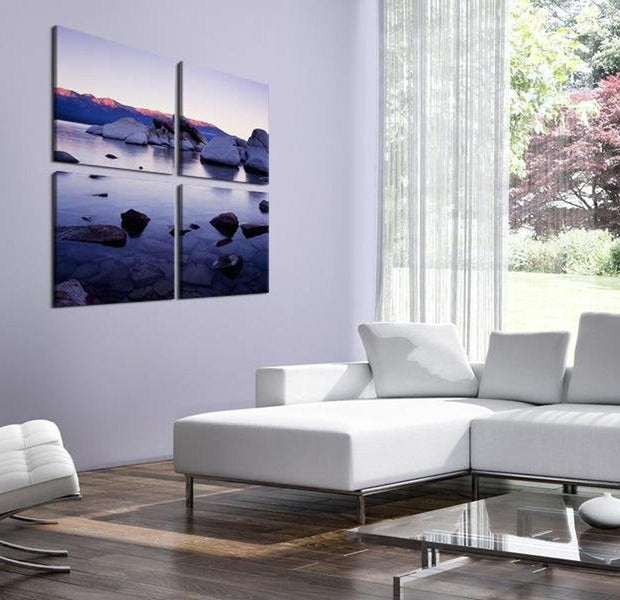 Stretched Canvas Landscape Art - Rocky Shore Of Alpine Lake