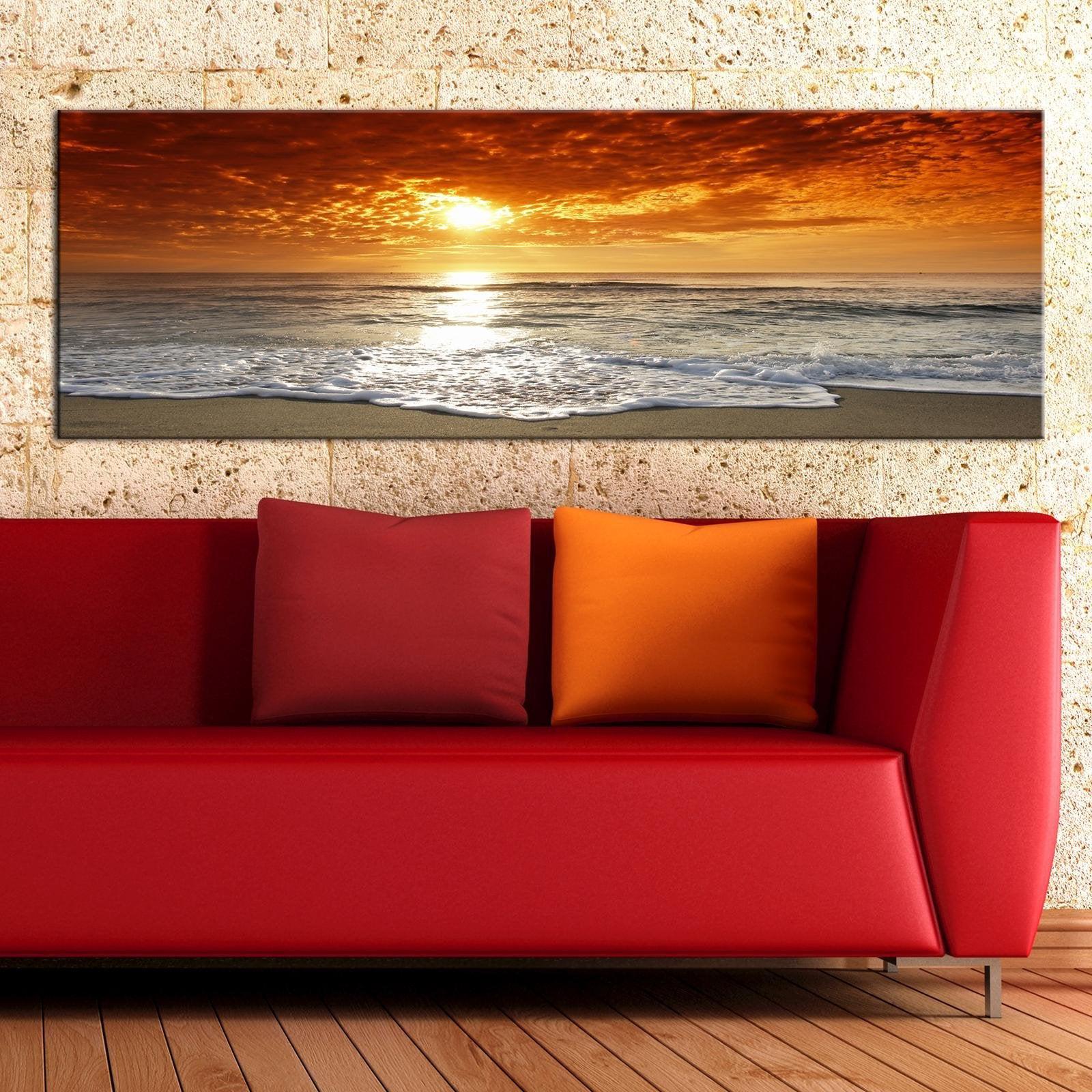 Stretched Canvas Landscape Art - Romantic Sunset