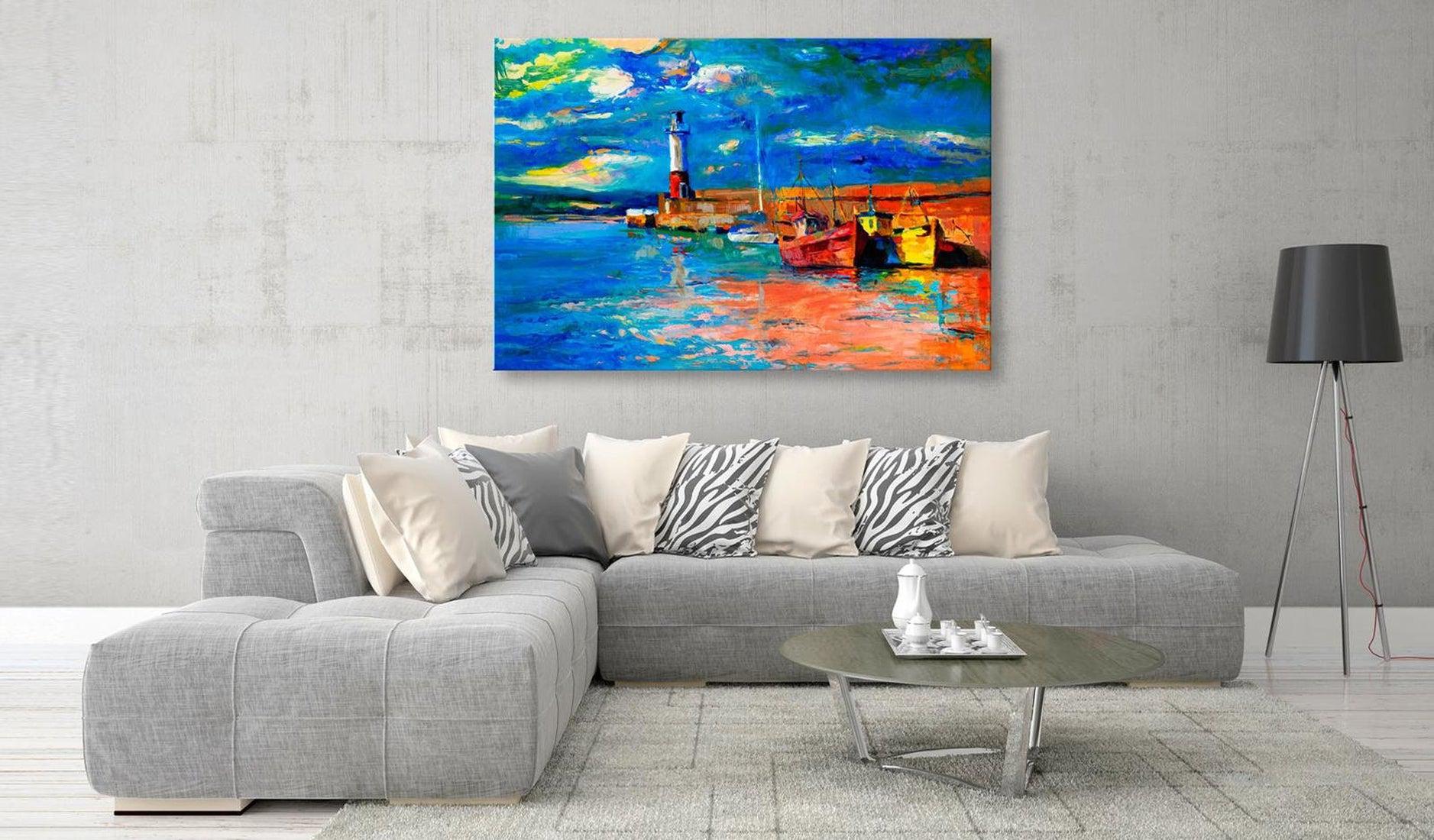 Stretched Canvas Wall Art - Seaside The Lighthouse