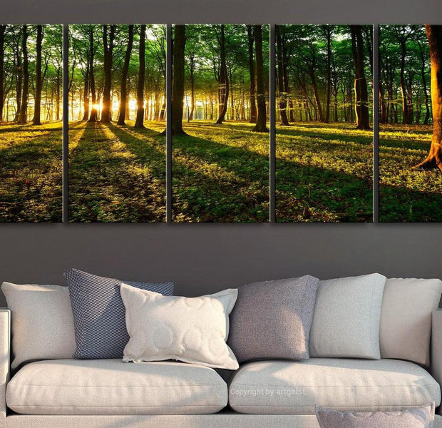 Stretched Canvas Landscape Art - Shade Of Trees 5 Piece
