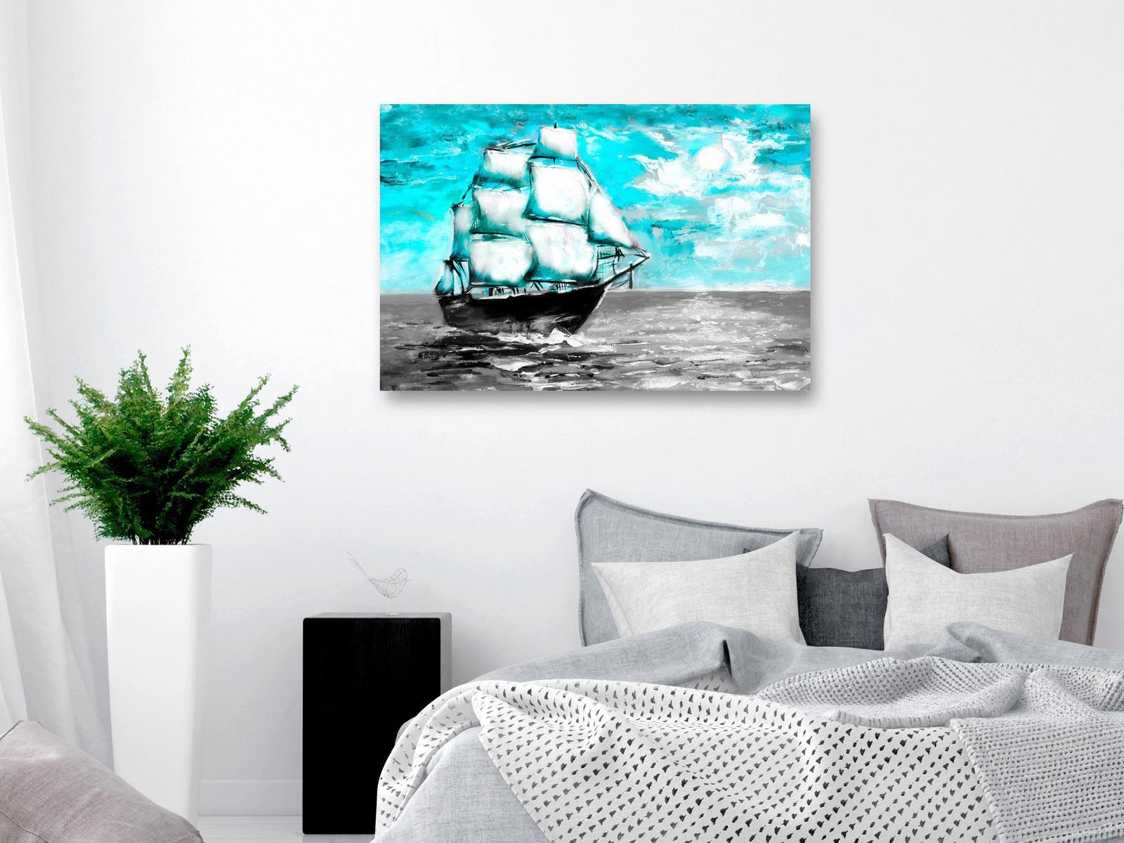 Stretched Canvas Wall Art - Spring Cruise Wide Blue