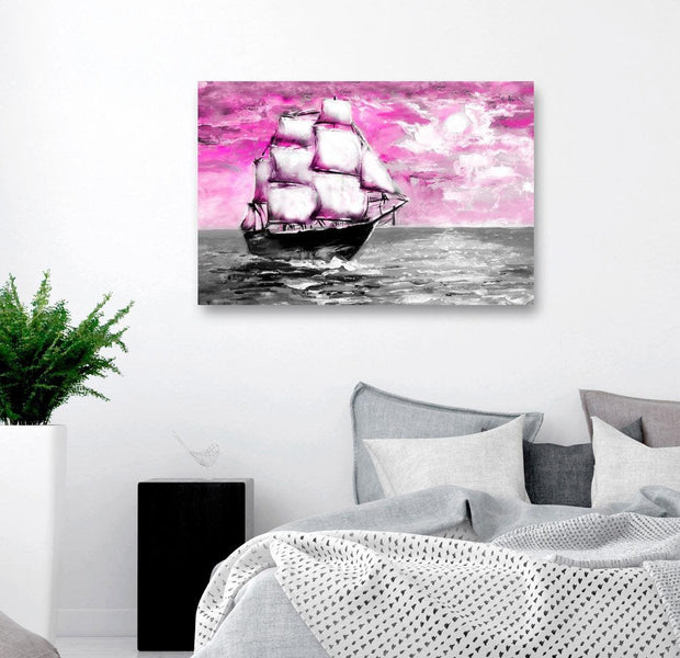 Stretched Canvas Wall Art - Spring Cruise Wide Pink