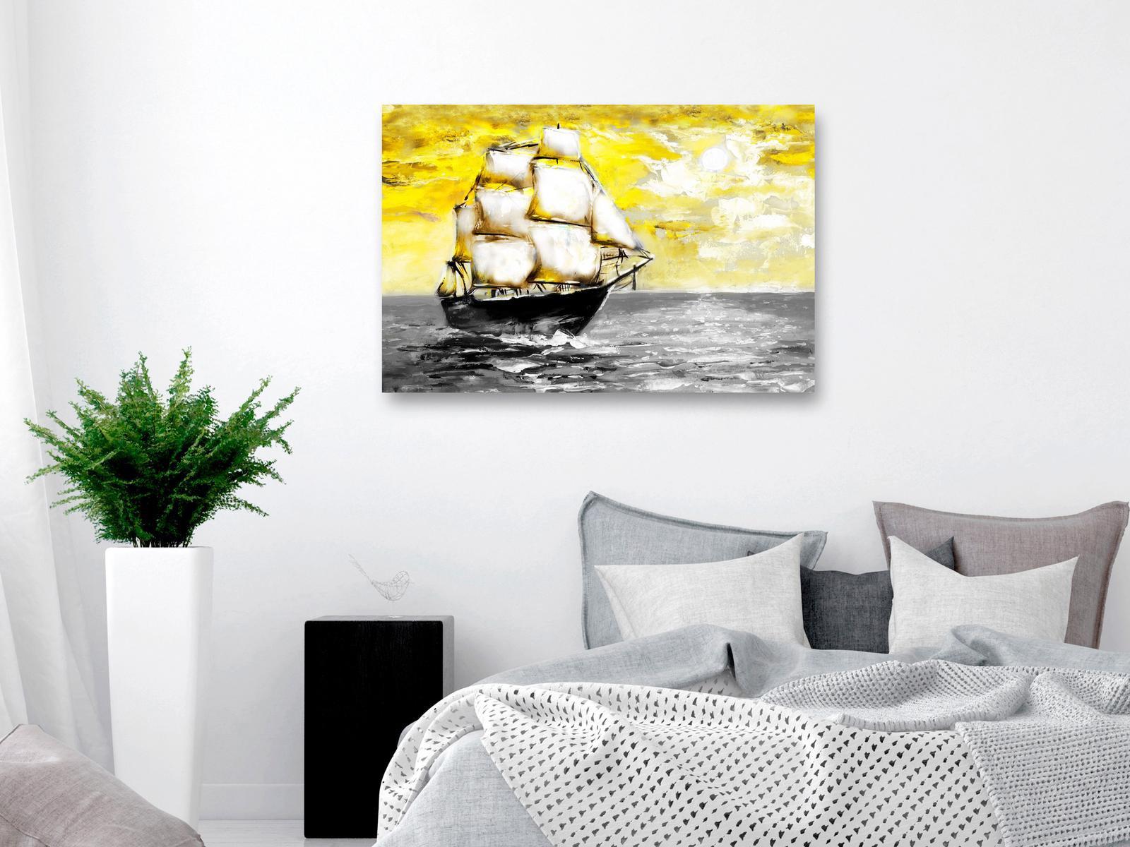 Stretched Canvas Wall Art - Spring Cruise Wide Yellow