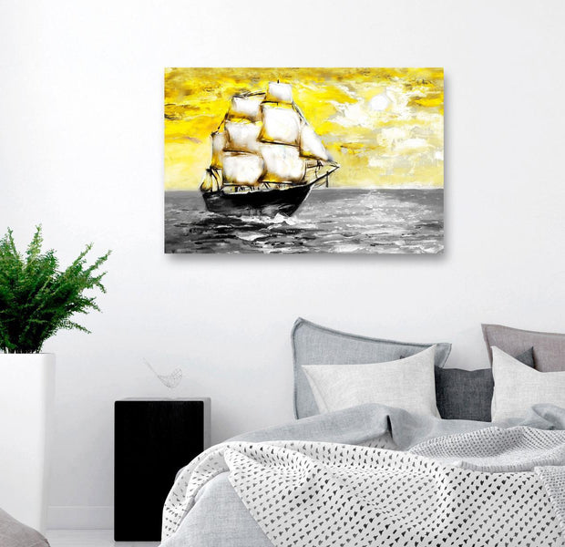 Stretched Canvas Wall Art - Spring Cruise Wide Yellow