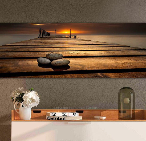 Stretched Canvas Landscape Art - Stones On The Pier